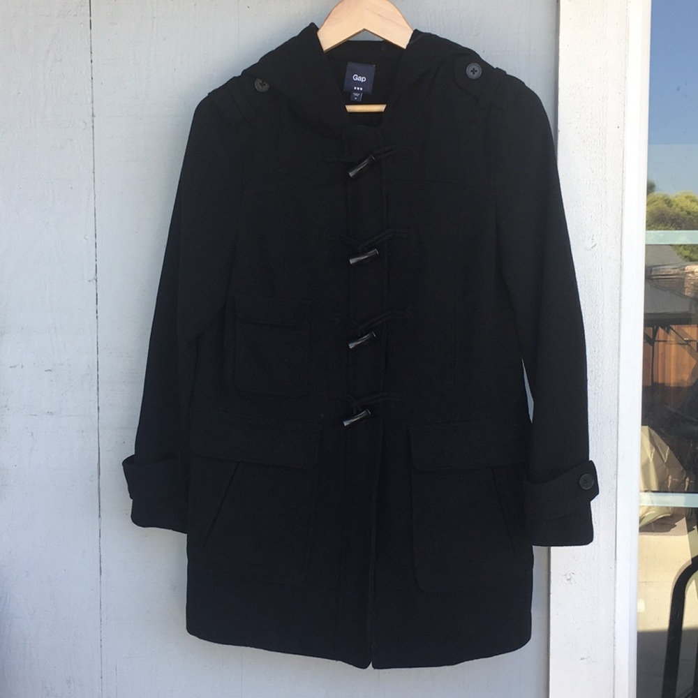 Ladies pea coat jacket with hoodie